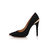 Black suede leather pointed head pump