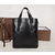 Black woven leather edge tote