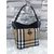 Large check fabric leather trim hobo shoulder bag