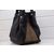 Black leather with house check fabric hobo shoulder bag