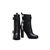 Leather buckle strap short boots