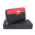 Stone Logo Real Black and Red Leather Zipper Long Wallet