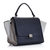 Small Trapeze Bag Black Leather with Linen