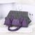 Gray cashmere with purple ostrich leather flap tote