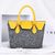 Gray cashmere with yellow ostrich leather flap tote