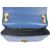 Blue lamb skin leather flap bag