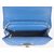 Blue lamb skin leather flap bag