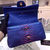 Blue with red real python leather flap bag