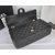 Original black leather camellia charm flap bag