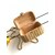 Vanity Case Braided Rattan & Gold-Tone Metal  Beige