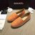 orange lambskin leather espadrilles loafers