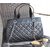 Black lamb skin leather top handle chain shoulder bag