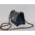 Blue Patent Leather Turn Lock Chain Shoulder Bag