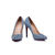 Blue denim rivet pointed head pump