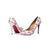 White patent leather multiple color rivet pump