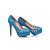 Blue patent leather cut out platform pump