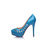 Blue patent leather cut out platform pump