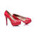 Red patent leather cut out platform pump