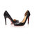 Black snake patent leather pointed head pump