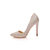 white pyrography champagne satin pointed head pump