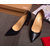 Black croco leather pointed head pump