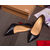 Black croco leather pointed head pump