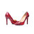 Red croco leather pointed head pump