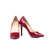 Red croco leather pointed head pump