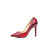 Red croco leather pointed head pump