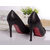 Black leather pointed head pump