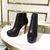 Calfskin leather platform pump ankle boots