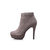 Suede leather platform pump ankle boots