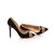 Black suede leather rivet pointed head pump