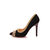 Black suede leather rivet pointed head pump