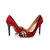 Red suede leather rivet pointed head pump