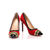 Red suede leather rivet pointed head pump