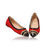 Red suede leather rivet pointed head flat