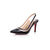 Black patent leather pointed head slingback pump