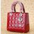 Lady Dior Bag Small Red Pattern Leather (Silver)