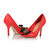 Quilting red leather bow-tie peep toe pump