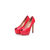 Red patent peep toe platform pump