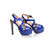 Blue patent leather platform pump sandal