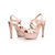 Beige patent leather platform pump sandal