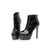 Black quilting patent leather platform short boots