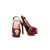 Multiple color stripe fabric peep toe platform pump