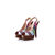 Multiple color stripe fabric peep toe platform pump