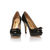 Black quilting patent leather bow-tie pump