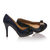 Dark blue quilting leather pump