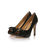 black quilting patent leather bow-tie peep toe pump