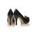 black quilting patent leather bow-tie peep toe pump